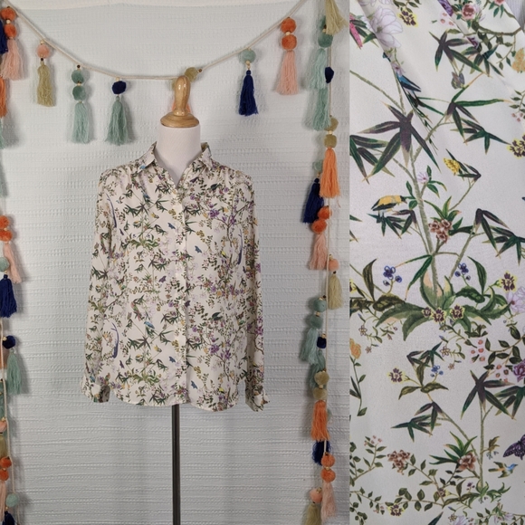 H\u0026M | Tops | Hm Floral Bird Shirt 